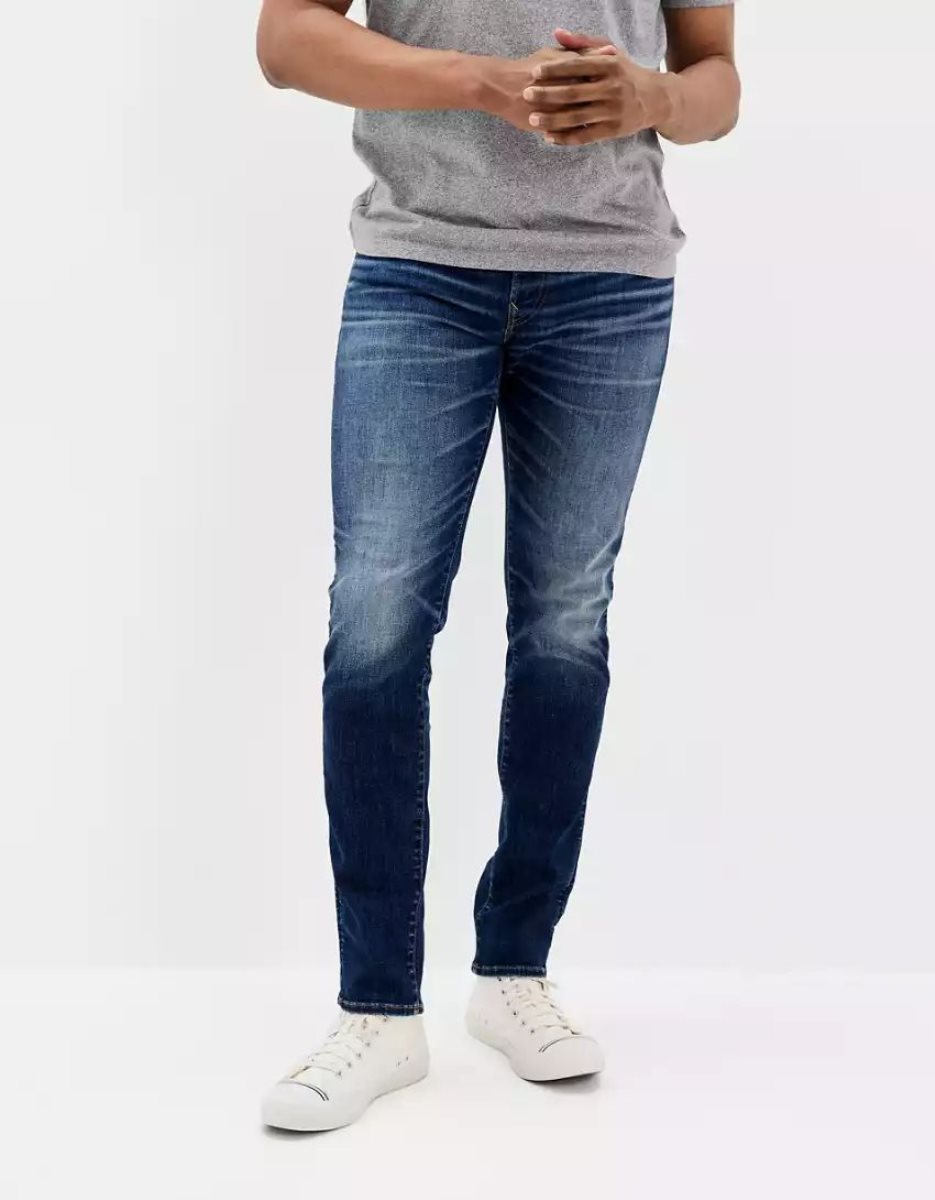 Jean American Eagle AE AirFlexTemp Tech Slim Bleu Foncé Homme | GLO-50594598